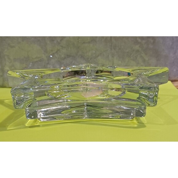 3 piece  HOME INTERIORS STAR CRYSTAL CLEAR GLASS CANDLE HOLDERS 4 in by 3in by 1 - Picture 4 of 4